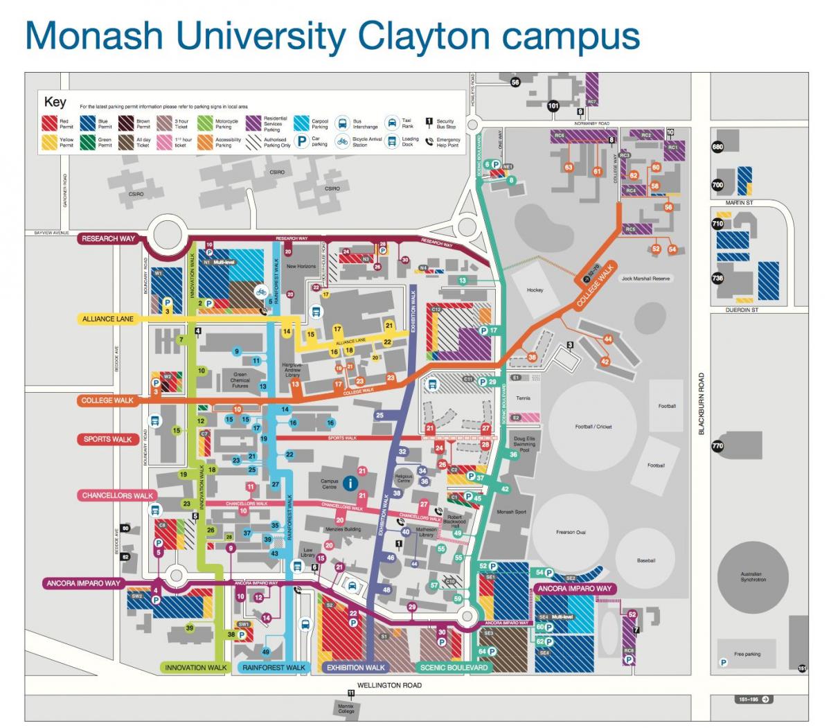 モナシュ大学クレイトンの地図
