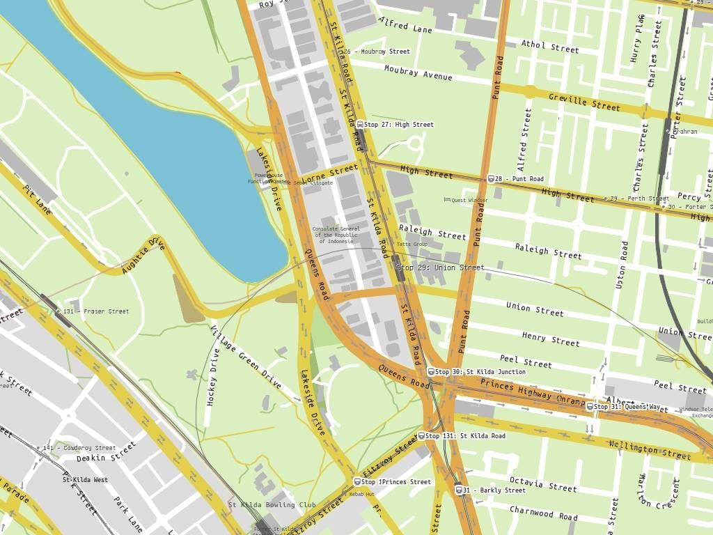 地図のアルフレッド病院
