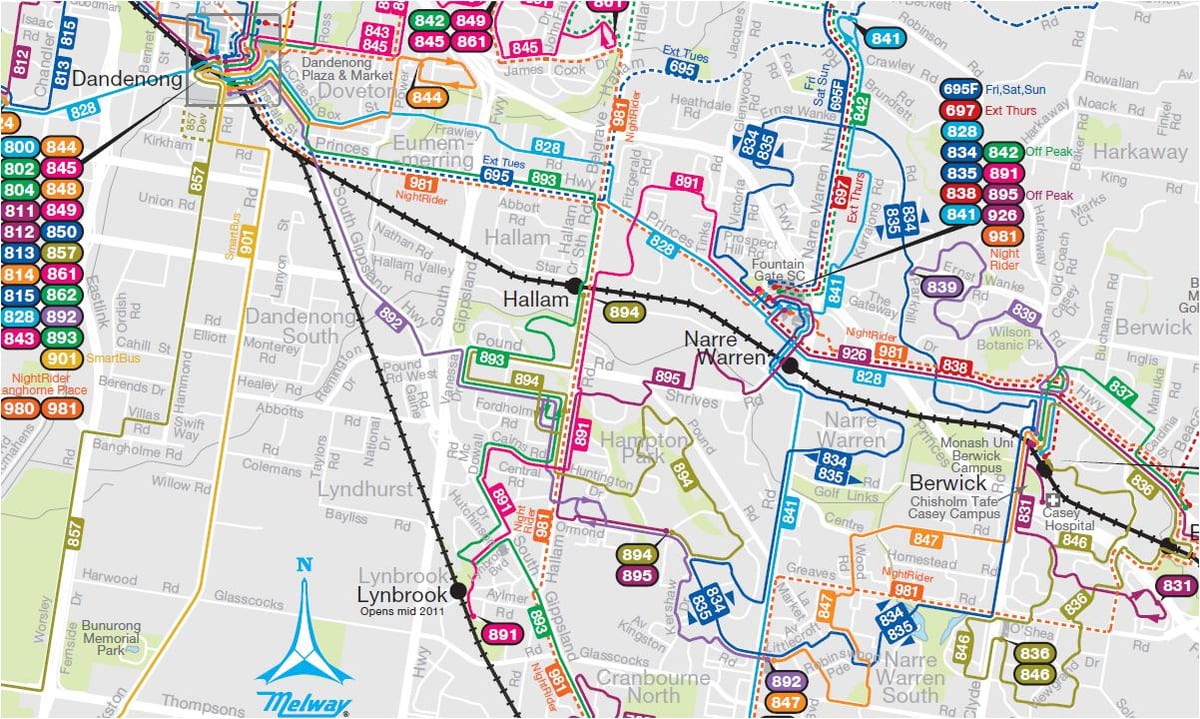 メルボルンのバス路線図