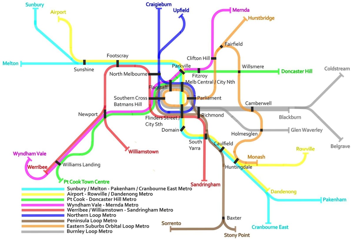 メトロ路線図をメルボルン