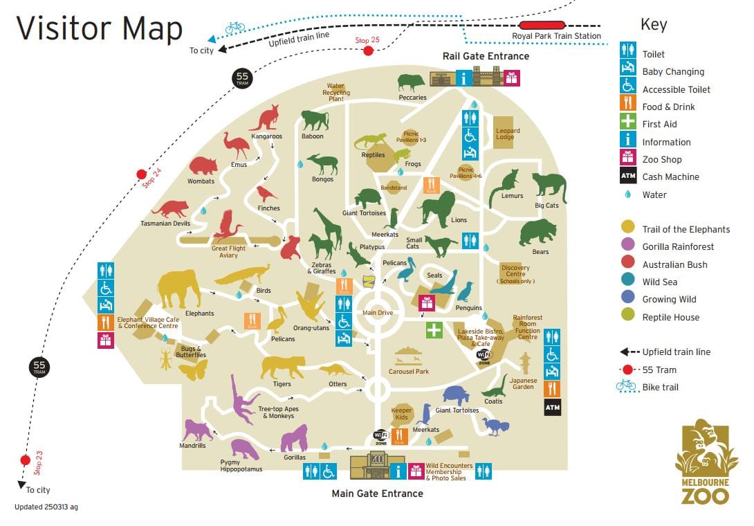 地図のメルボルン動物園