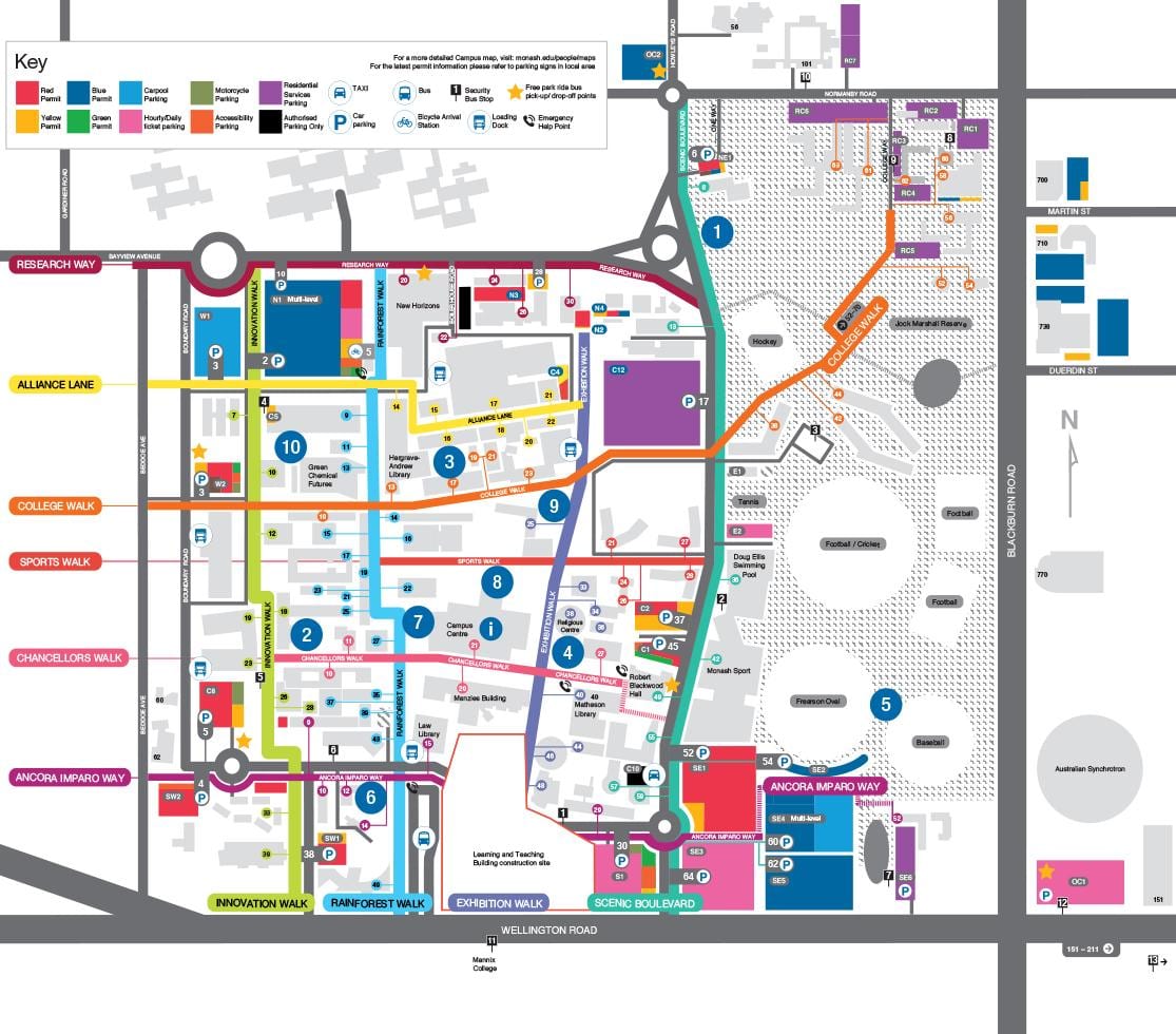 地図のモナシュ大学