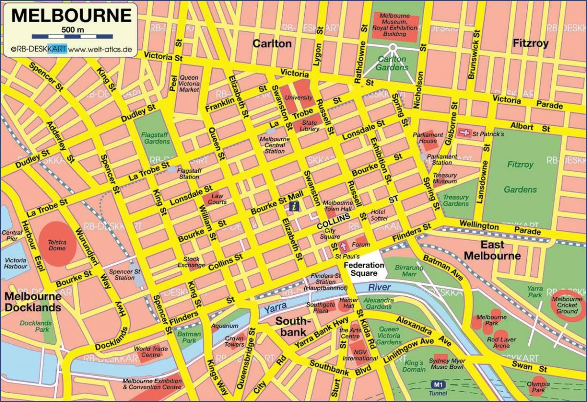 市メルボルンの地図