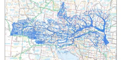 地図メルボルンの洪水