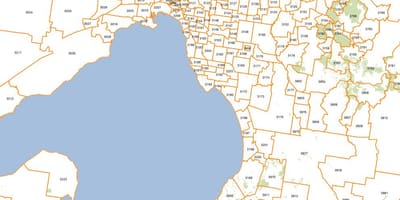 地図メルボルンの郵便番号