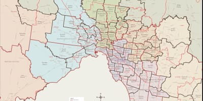 地図メルボルンの東部郊外