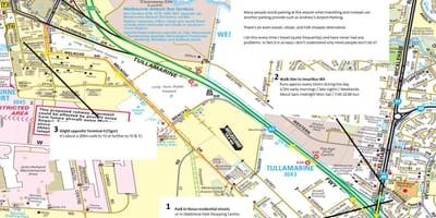 メルボルン空港の駐車場を地図