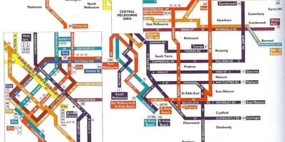 メルボルン公共交通機関地図