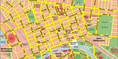 メルボルン市内の地図